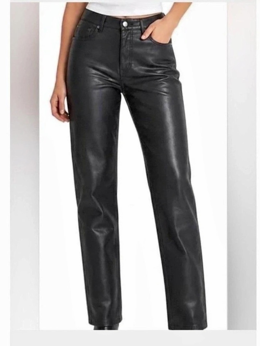 Aritzia Wilfred Melina Straight Leg forest green vegan leather Pants Size 2